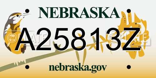 A25813Z Nebraska License Plate