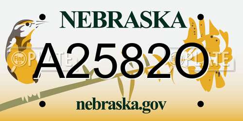 A2582O Nebraska License Plate