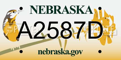 A2587D Nebraska License Plate