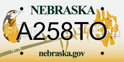 A258TO Nebraska License Plate