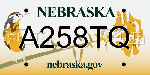 A258TQ Nebraska License Plate