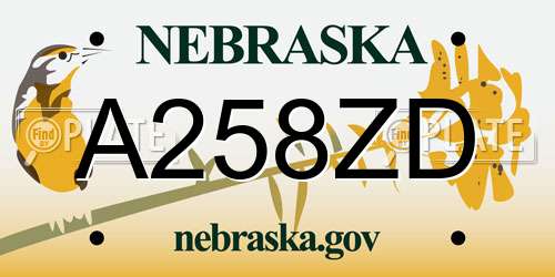 A258ZD Nebraska License Plate