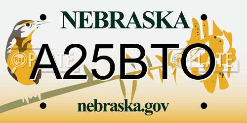A25BTO Nebraska License Plate