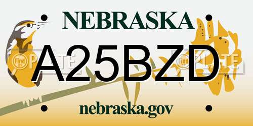 A25BZD Nebraska License Plate