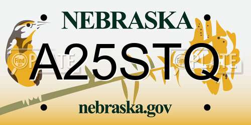 A25STQ Nebraska License Plate