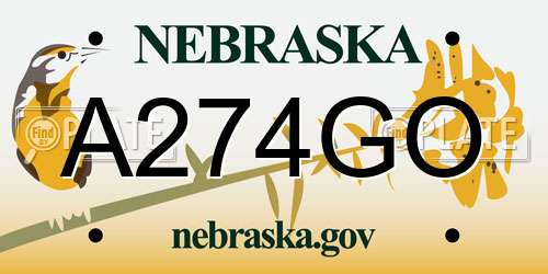 A274GO Nebraska License Plate