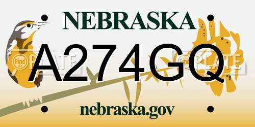 A274GQ Nebraska License Plate