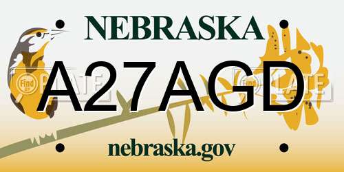 A27AGD Nebraska License Plate