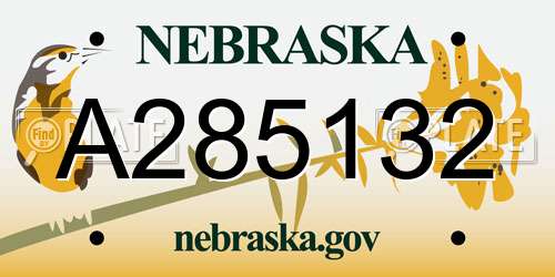 A285132 Nebraska License Plate