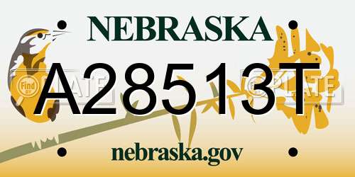 A28513T Nebraska License Plate
