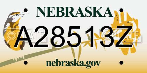 A28513Z Nebraska License Plate