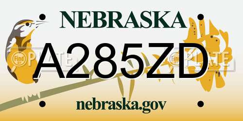 A285ZD Nebraska License Plate