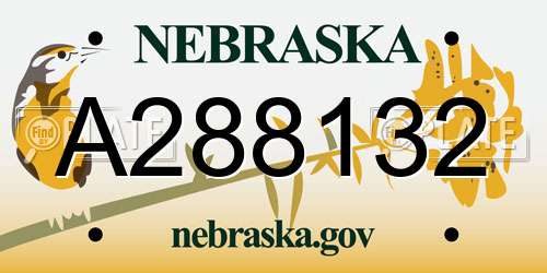 A288132 Nebraska License Plate