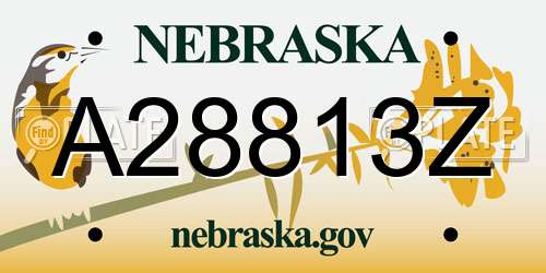 A28813Z Nebraska License Plate