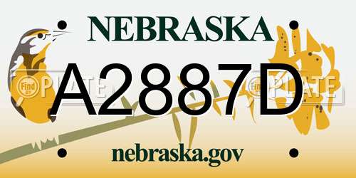 A2887D Nebraska License Plate