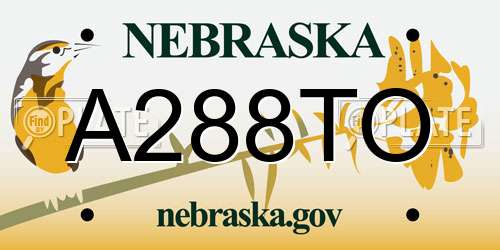 A288TO Nebraska License Plate