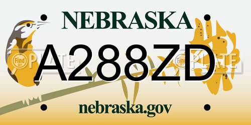 A288ZD Nebraska License Plate