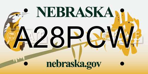 A28PCW Nebraska License Plate