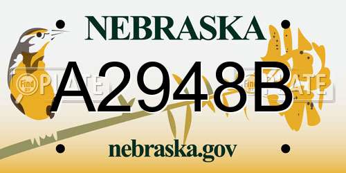 A2948B Nebraska License Plate