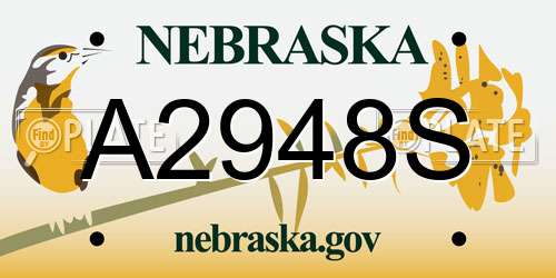 A2948S Nebraska License Plate