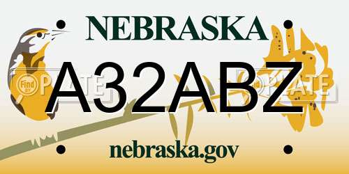 A32ABZ Nebraska License Plate