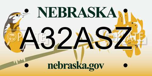 A32ASZ Nebraska License Plate