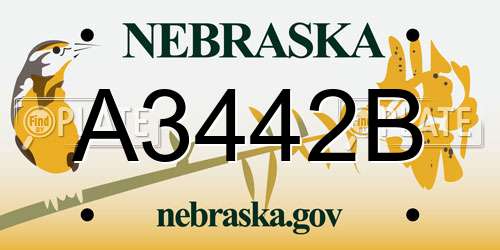 A3442B Nebraska License Plate