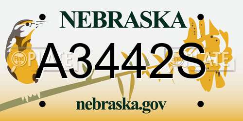 A3442S Nebraska License Plate