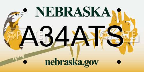 A34ATS Nebraska License Plate