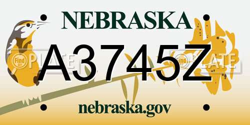 A3745Z Nebraska License Plate
