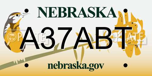 A37ABT Nebraska License Plate