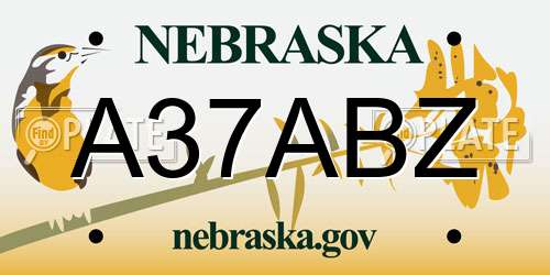 A37ABZ Nebraska License Plate