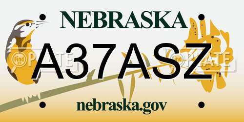 A37ASZ Nebraska License Plate