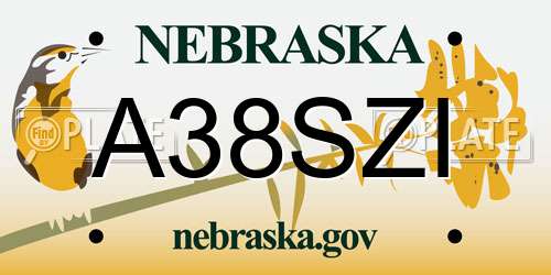 A38SZI Nebraska License Plate