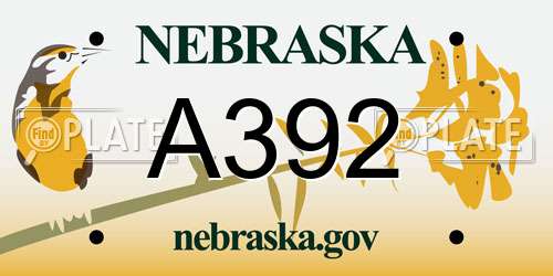 A392 Nebraska License Plate