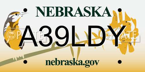 A39LDY Nebraska License Plate