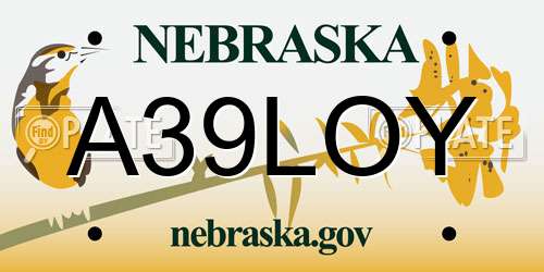 A39LOY Nebraska License Plate