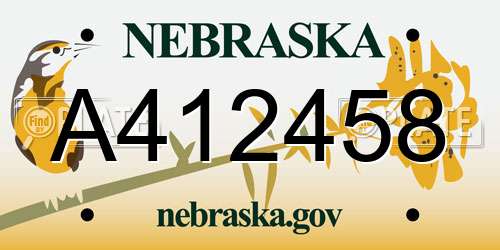 A412458 Nebraska License Plate
