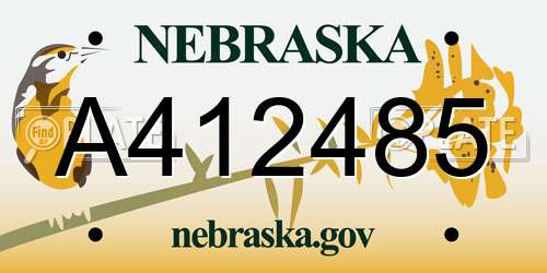 A412485 Nebraska License Plate