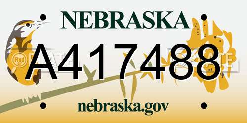 A417488 Nebraska License Plate