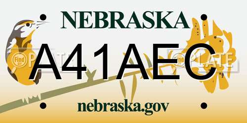A41AEC Nebraska License Plate