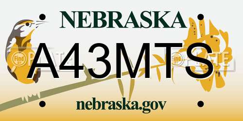 A43MTS Nebraska License Plate