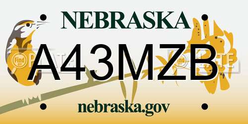 A43MZB Nebraska License Plate