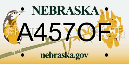A457OF Nebraska License Plate