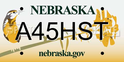 A45HST Nebraska License Plate