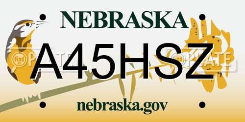 A45HSZ Nebraska License Plate