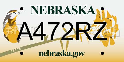 A472RZ Nebraska License Plate