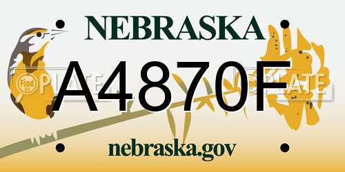 A4870F Nebraska License Plate