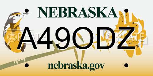 A49ODZ Nebraska License Plate