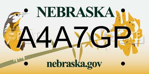 A4A7GP Nebraska License Plate